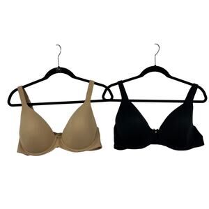 Soma Embraceable Coverage Black & Tan Padded Wired Bra Set Women's 42C